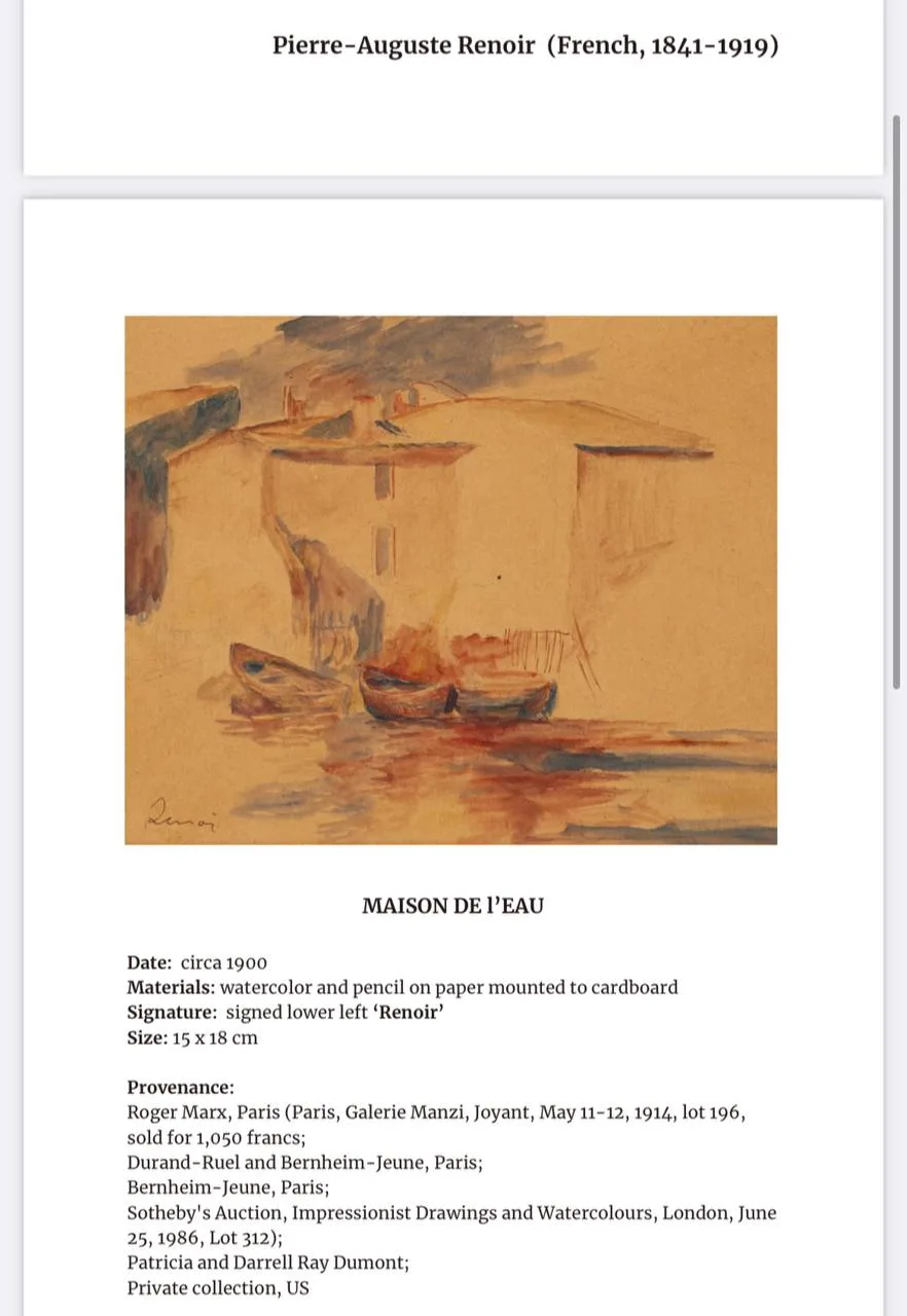 Renoir, Maisons Au Bord watercolour